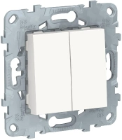 Переключатель 2-клавишный 2 х схема 6 10 AX 250 В Unica NEW Schneider Electric белый NU521318
