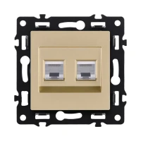 Розетка двойная Ethernet RJ45 Cat.6, золотой бархат Brionilux серия G (GP018GD)