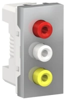 Розетка 3 RCA - широкая цвет алюминий NU343130 Schneider Unica New