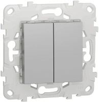 Выключатель 2-клавишный схема 5 Unica NEW Schneider Electric алюминий NU521130