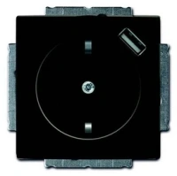 Розетка 220v с usb 1 портом chateau черная ABB Basic 55 2CKA002011A6195
