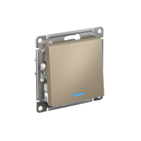 Переключатель 1-клавишный Systeme Electric AtlasDesign с подсветкой, сх.6а, 10АХ, мех., быстрозажим. клем., ШАМПАНЬ ATN000563S