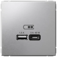 Высокоскоростная розетка USB А+С Systeme Electric ArtGallery алюминий GAL000329
