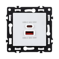 Розетка USB A+C 65W, белый бархат Brionilux серия G (GP024WH)