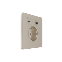 Розетка С/У с ЗК и зар.устр.USB А+С 20Вт (250В, 16А, защит.шторки), Песчаный берег Systeme Electric Infinity (FSE000532)