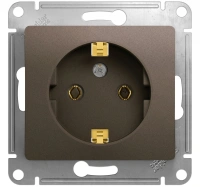 Розетка с заземлением механизм Systeme Electric Glossa, шоколад GSL000843
