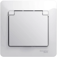 Розетка Systeme Electric Glossa с заземлением со шторками с крышкой, 16А, IP20, в сборе, БЕЛЫЙ GSL000146