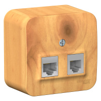 Розетка двойная компьютер + телефонная с изолирующей пластиной Systeme Electric Blanca BLNIA045115, Ясень