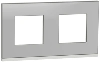 Рамка 2-постовая горизонтальная Unica PURE Schneider Electric АЛЮМИНИЙ МАТОВЫЙ/белый NU600480