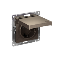 Розетка Systeme Electric AtlasDesign с заземлением со шторками с крышкой,16А,IP20, мех.,быстрозажим. клем., МОККО ATN000646S