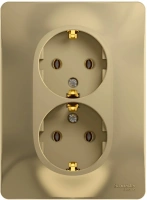 Розетка двойная с заземлением 16А Systeme Electric Glossa, титан GSL000424