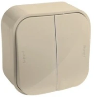 Выключатель 2 клавишный цвет слоновая кость 782232 Legrand Quteo