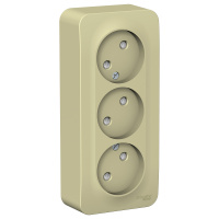 Розетка тройная без заземляющего контакта со шторками и с изолирующей пластиной 16A 250В Systeme Electric Blanca BLNRA001317, Бежевый