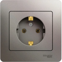 Розетка Systeme Electric Glossa с заземлением без шторок, 16А, в сборе, ПЛАТИНА GSL001242