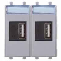 USB зарядка2 порта тип А 2100х2 mA сталь DKC Avanti 4404542