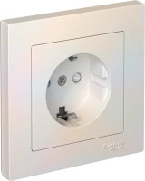 Розетка Systeme Electric AtlasDesign с заземлением со шторками, 16А, в сборе, быстрозажим. клем., ЖЕМЧУГ ATN000444S