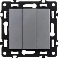 Трехклавишный выключатель 10А/250В Серый бархат Brionilux серия G Plast (GP710GY)