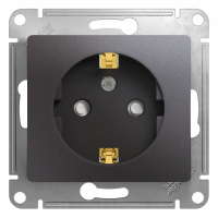 Розетка с заземлением со шторками 16А 250В механизм Systeme Electric Glossa, графит GSL001345