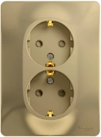 Розетка двойная с заземлением со шторками 16А Systeme Electric Glossa, титан GSL000426