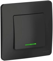 Одноклавишный переключатель скрытой установки с подсветкой 10А 250В (cх.6) Systeme Electric Blanca BLNVS010616, Антрацит