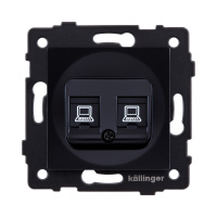Розетка двойная Ethernet RJ45 Cat.5, черный Kollinger REA-015BK для Aspekt, Eleganz, Reflex
