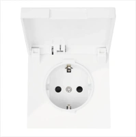 Розетка SCHUKO© с крышкой и защитными шторками 16A 250V~ 2P+T, цвет белый глянцевый Jasmart FD5505W