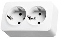 Двухместная розетка Schuko со шторками, накладного монтажа Jasmart FS5504W