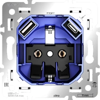 Механизм розетки с заземлением и защитными шторками 16А, с USB A+C Voltum (VLS0405M)