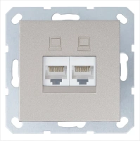 Интернет-розетка RJ45 двойная с накладкой 6 категория, цвет шампань Jasmart G6108CH