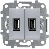 USB зарядка серебряная ABB Zenit 2CLA218520N1301x2|2CLA227190N1001