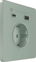 Розетка С/У с ЗК и зар.устр.USB А+С 20Вт (250В, 16А, защит.шторки), Таежное утро Systeme Electric Infinity (FSE000832)