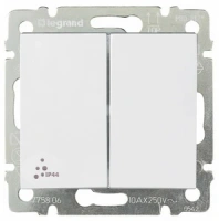 Двухклавишный проходной выключатель 770098 Legrand Valena