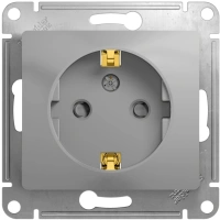 Розетка с заземлением со шторками 16А Systeme Electric Glossa, алюминий GSL000345