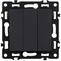 Трехклавишный выключатель 10А/250В Черный Brionilux серия бархат G (GP710BK)
