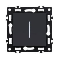 Выключатель кнопочный 1-клавишный 10А/250В с LED подсветкой, черный бархат Brionilux серия G Plast (GP012BK)