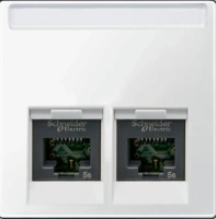 Лицевая панель 2-постовая для розетки со шторками с полем для надписи Schneider Electric Merten Systeme M, полярно-белый MTN469919
