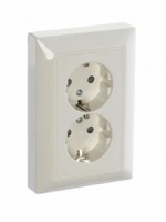 Розетка 220v с/з двойная со шторками бежевая ABB Basic 55 2CKA002021A0379