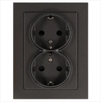 Розетка SCHUKO© двойная с защитными шторками 16A 250V~ 2P+T, цвет Мокко Jasmart G5504Z