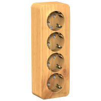 Розетка четверная с заземляющим контактом и шторками с изолирующей пластиной 16A 250В Systeme Electric Blanca BLNRA011415, Ясень