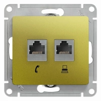 Розетка двойная RJ11+RJ45 категория 5Е Systeme Electric (Schneider Electric) Glossa, фисташковый GSL001085