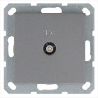 Розетка TV Φ9.5mm проходная с накладкой, цвет Алюминий Jasmart G6002S