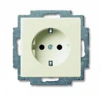 Розетка 220v с/з chalet белая ABB Basic 55 2CKA002011A6144