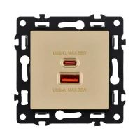 Розетка USB A+C 65W, золотой бархат Brionilux серия G (GP024GD)