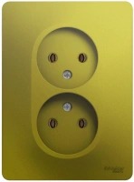 Розетка двойная Systeme Electric Glossa без заземления,16А, 250В, в сборе,ФИСТАШКОВЫЙ GSL001020