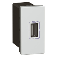Зарядка USB type-A, 0,75A Legrand Mosaic, DLP, DLP floor, DLP IP 44, DLP IP 40, USB type-A 5V, одинарная, цвет - алюминий