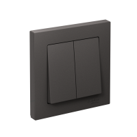 Выключатель 2-клавишный Systeme Electric Atlas Design 10АХ, БАЗАЛЬТ ATN001452