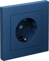 Розетка Systeme Electric AtlasDesign с заземлением со шторками, 16А, в сборе, быстрозажим. клем., АКВАМАРИН ATN001144S