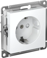 Розетка Systeme Electric AtlasDesign с заземлением со шторками, 16А, механизм, быстрозажим. клем., БЕЛЫЙ ATN000145S