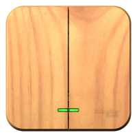 Двухклавишный выключатель с подсветкой с изолирующей пластиной 10А 250В Systeme Electric Blanca BLNVA105115, Ясень