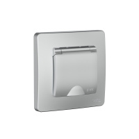 Розетка Systeme Electric Blanca С/У IP44 с заземлением со шторками, с крышкой, 16А, 250В, АЛЮМИНИЙ BLNRS441113